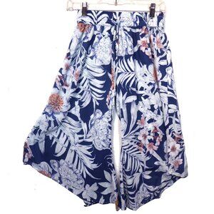 Eloise Wide Leg Flared Short  (skirt) size XS Navy brown/orange flowered